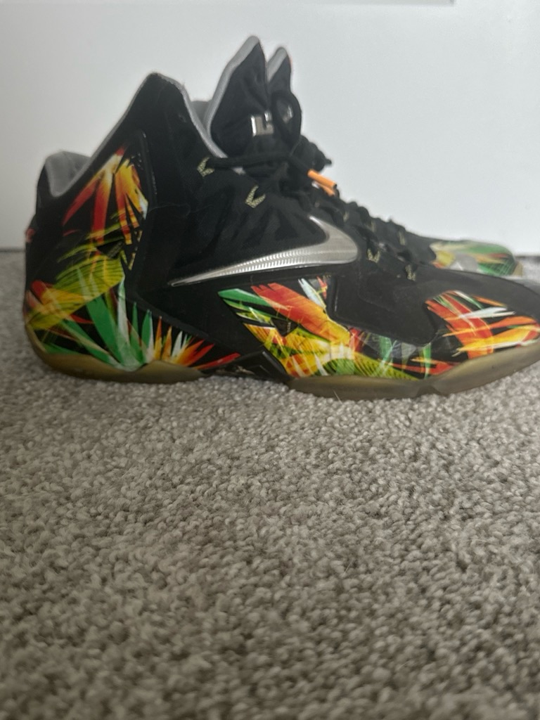 Nike Black High-Top Basketball Shoes With Tropical Multicolor Print